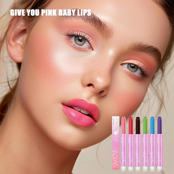 Juicy Lip Plump Shift, Click Melting Lip Balm Lasting Tint Hydrating & Nourishing Lip Care Moisturizer Glossy Color Changing Lip Gloss Non Sticky Lipstick Vegan Tinted Lip Balm (#1 Rose)-VivaGrace Women