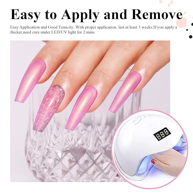 Imtiti Shell Aurora Mermaid Crème Pink Gel Nail Polish, 15ML Gel Polish Pearl Glitter Shimmer Soak Off U V Gel Nail Polish for DIY Nail Art Manicure 1Pcs