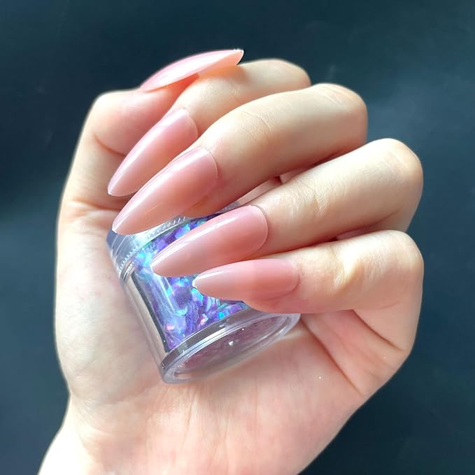 LoveOurHome 240pc Almond Press on Nails Medium Length, Colored Nude Fake Nail Tips Full Cover Artificial Fingernail French Stiletto Manicure with Adhesive Tabs for Women Girls Kids