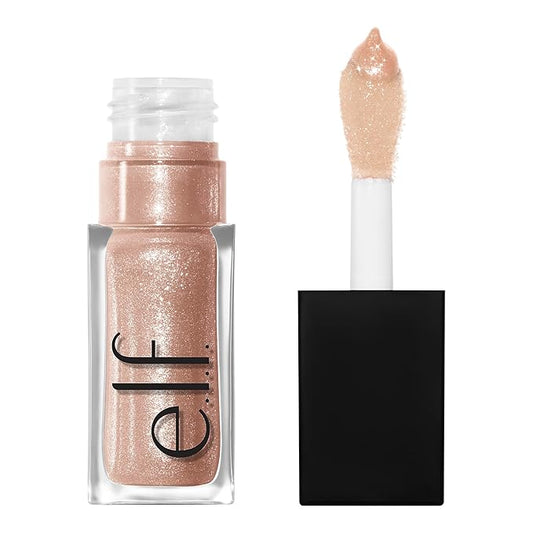 e.l.f. Glow Reviver Lip Oil, Nourishing and Hydrating with High-Shine Glimmer Finish & Sheer Wash Of Color, Minty Scent, Non-Sticky, Vegan & Cruelty-free, Crystal Baller-VivaGrace Women