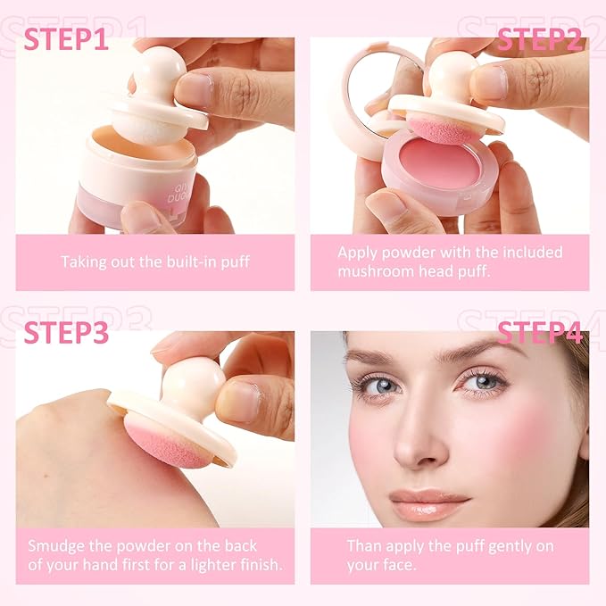 Boobeen Blush Compact for Face, Matte Powder Blush for Cheeks Powder Palette, Nude Light Blush with Puff, Blusher Makeup for a Radiant, Natural Glowing-VivaGrace Women