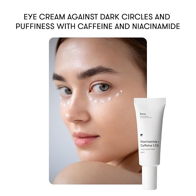 Sane Eye Cream for Dark Circles and Puffiness Treatment with Caffeine and Niacinamide - 0.68 fl oz, Hydrating Eye Cream for Dark Circles, Mornings without Puffiness-VivaGrace Women