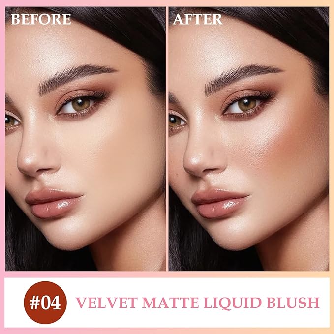Boobeen Liquid Blush Velvet Cream Blush Makeup Matte Soft Gel Face Blush Makeup for Cheeks, Lightweight Blendable Liquid Blush Stick, Long-lasting Smooth Natural Blush Color