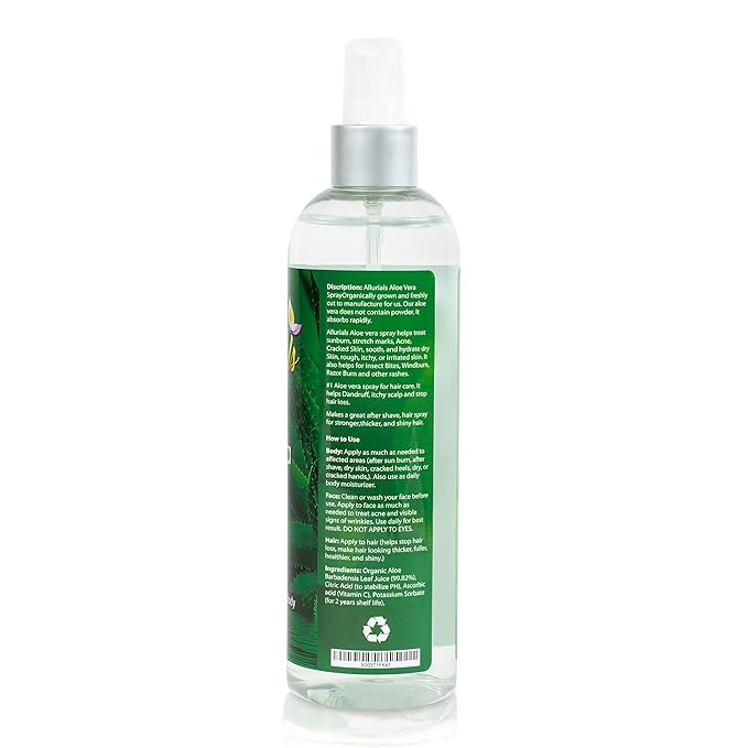 100% Pure & Organic Aloe Vera Spray, Clinically tested & Dermatologist approved, Hydrates & Heals Dry & Damaged Skin & Hair- 12 Oz-VivaGrace Women