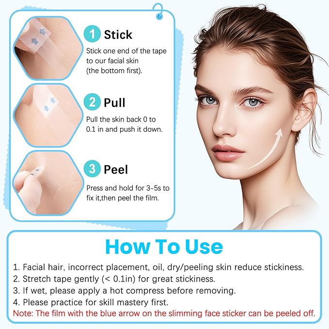 Face Lift Tape, Facelift Tape for Face Invisible, Neck Tape Lift Turkey Neck Skin Tape Facial Tapes for Lifting Loose Sagging Skin, Wrinkles, Jowls, Eyes, Cheek, Double Chin (1 Count (Pack of 280))-VivaGrace Women