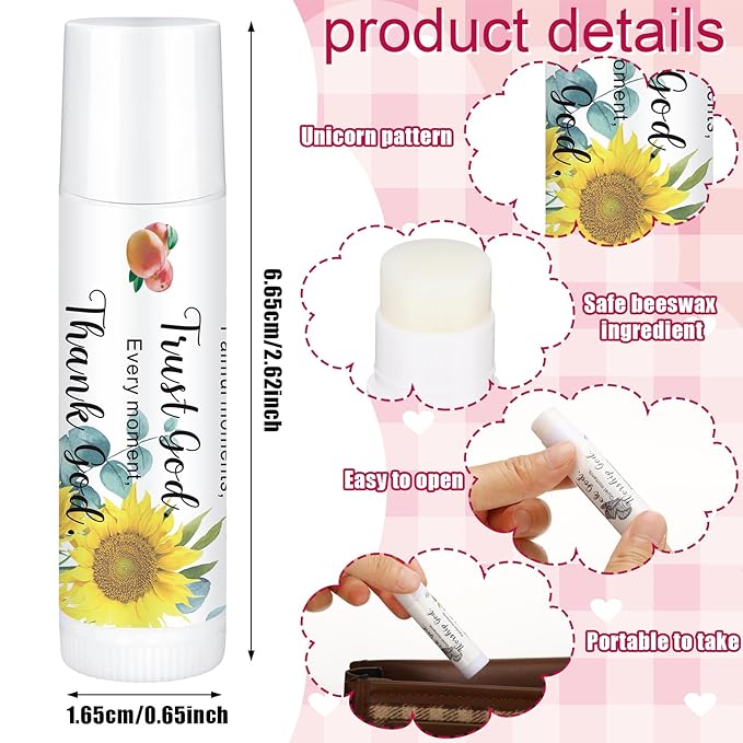 50 Pcs Bible Verse Lip Balm Bulk Christian Gift for Women Faith Religious Moisturizing Lip Care Product with Inspirational Scripture Happy Moment Praise God for Friend Teacher Worker Employee-VivaGrace Women