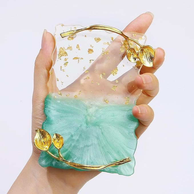 2023 Retro Nail Art Palette, Nail Painting Mixed Color Palette with Leaves Handle, Nail Holder Gel Color Makeup Display Board Pallet (Green)-VivaGrace Women