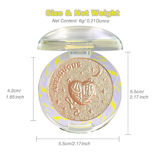 Glitter Sparkly Face Highlighter Makeup Palette Shimmer Radiant Glow Illuminator Iluminadores Palette 6g (02 Twilight Champagne)-VivaGrace Women