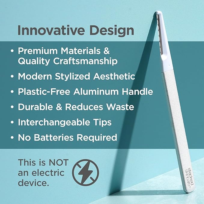 StackedSkincare Dermaplane Razor for Women Face - Professional Facial Razor, Non-electric Face Shaver for Women - Eyebrow Razor & Dermaplaning Tool for Face Exfoliation - Includes Handle & Blade-VivaGrace Women
