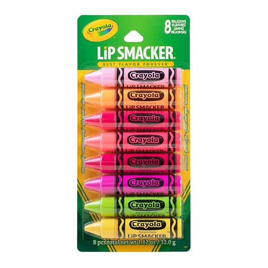Lip Smacker Crayola Lip Balm Party Pack 8 Count, Cotton Candy, Orange, Sherbert, Watermelon, Berry, Apple, Banana-VivaGrace Women