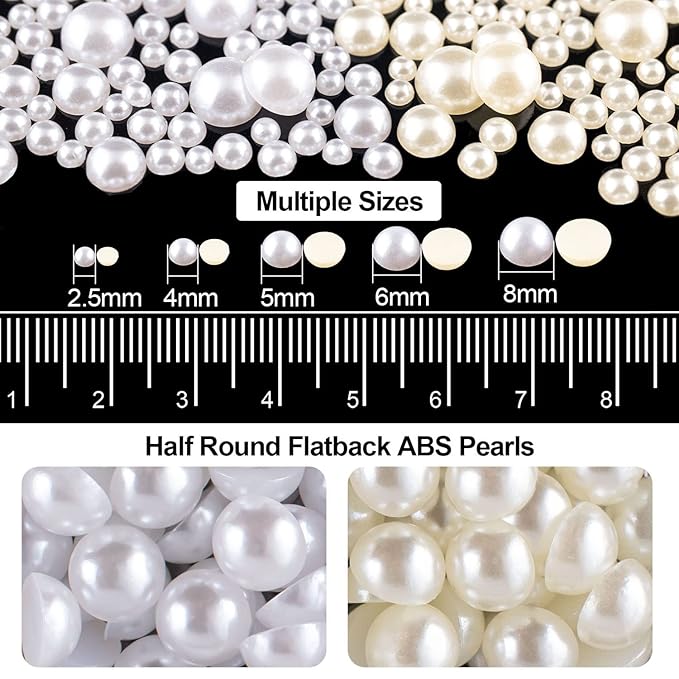 Flat Back Rhinestone+Half Round Pearl Kits Colorful Rhinestones+White&Beige Pearls With Quick Dry Makeup Glue+Picker Pencil+Tweezer For Nail Art And Face Make-up-VivaGrace Women