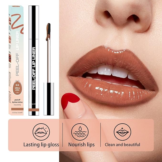 Longwear Peel-off Lip Stain Marker Peel Off with Vitamin E - Smudge-Resistant Lip Liner & Base for All Skin Types (01#)-VivaGrace Women