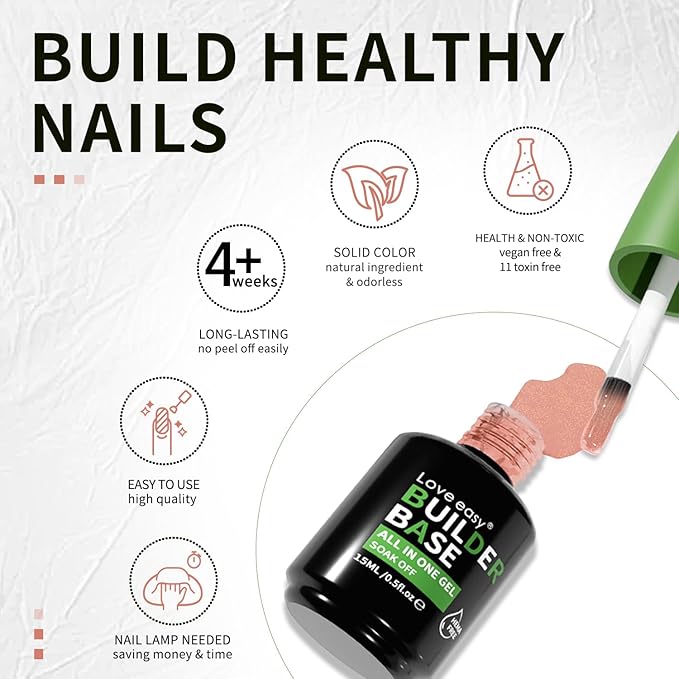 Salon-Grade Mocha Builder Gel - Hypoallergenic Strong Base Coat | Long-Lasting Adhesion (30+ Days) for Professional Nails Gift for Women