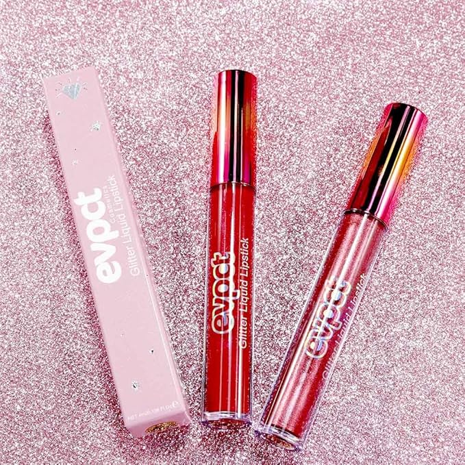 evpct 2Pcs Wine Red Plum Red Matte to Glitter Liquid Lipstick Set Kit for Women Long Lasting Glossy Metallic Shimmer Sparkle Lipstick Lip Gloss 6+15-VivaGrace Women