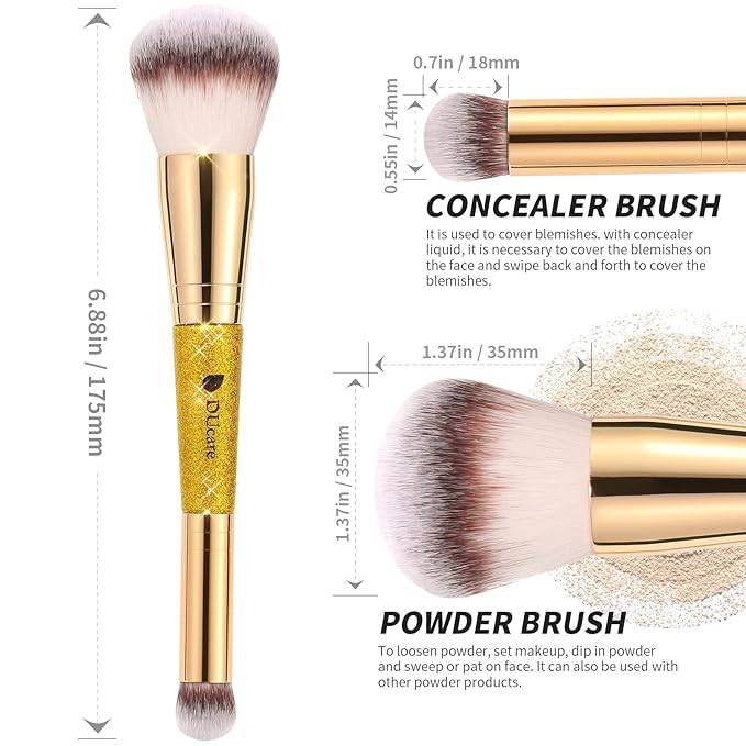 DUcare Powder Concealer Brush Foundation Makeup Brushes Double Ended Perfect for Rounded Taperd Liquid, Cream, Powder,Blending, Buffing-VivaGrace Women