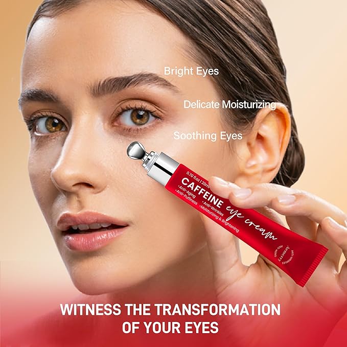 Caffeine Eye Cream Anti Aging: Eye Cream With Retinol, Sodium Hyaluronate, Vitamin E, For Dark Circles, Wrinkles, Puffiness & Fine Lines - Advanced Metal Applicator For Under Eye Bags And Puffy Eyes-VivaGrace Women
