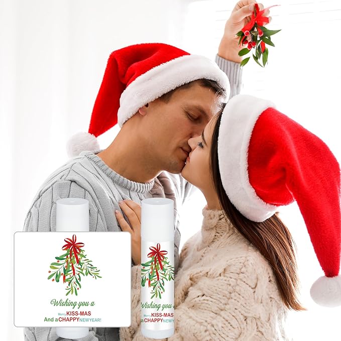 50 Pcs Christmas Lip Balms Mistletoe Gifts Bulk Christmas Vanilla Flavors Lip Balms Lips Moisturizer for Christmas Stocking Stuffers Xmas Party Supplies Favors-VivaGrace Women