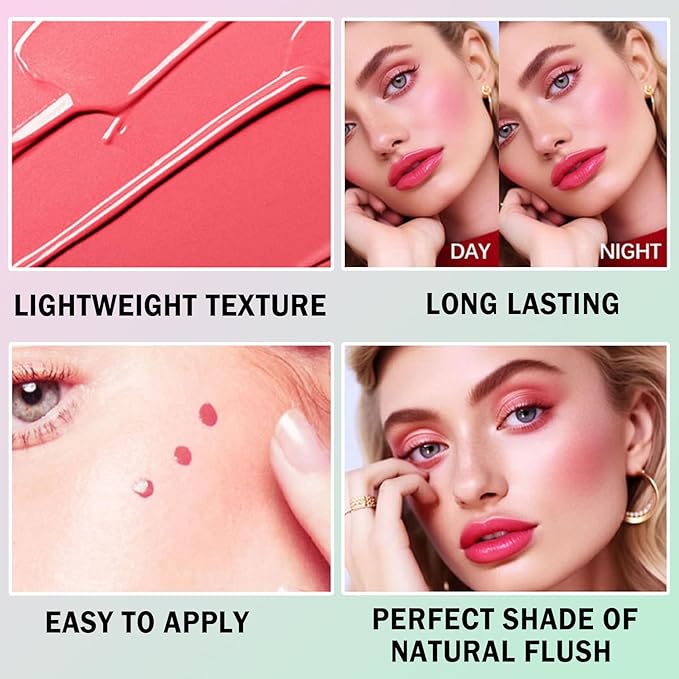 CAHIUYOA Pink Liquid Blush Oil Clear Liquid Blush for Cheeks Tinted Blush Stick Moisturizing Smooth Liquid Face Blush Makeup Gifts for Women-VivaGrace Women