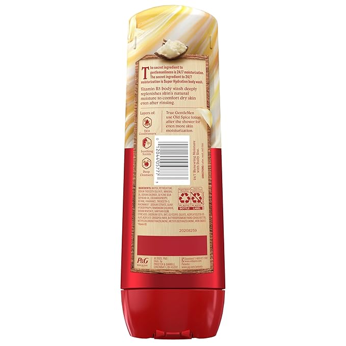 Old Spice Body Wash GentleMan’s Super Hydration for Men, 24/7 Renewing Moisture, Gentle on Skin with Skin Conditioners, Vanilla + Shea Butter Scent, 20 oz-VivaGrace Women