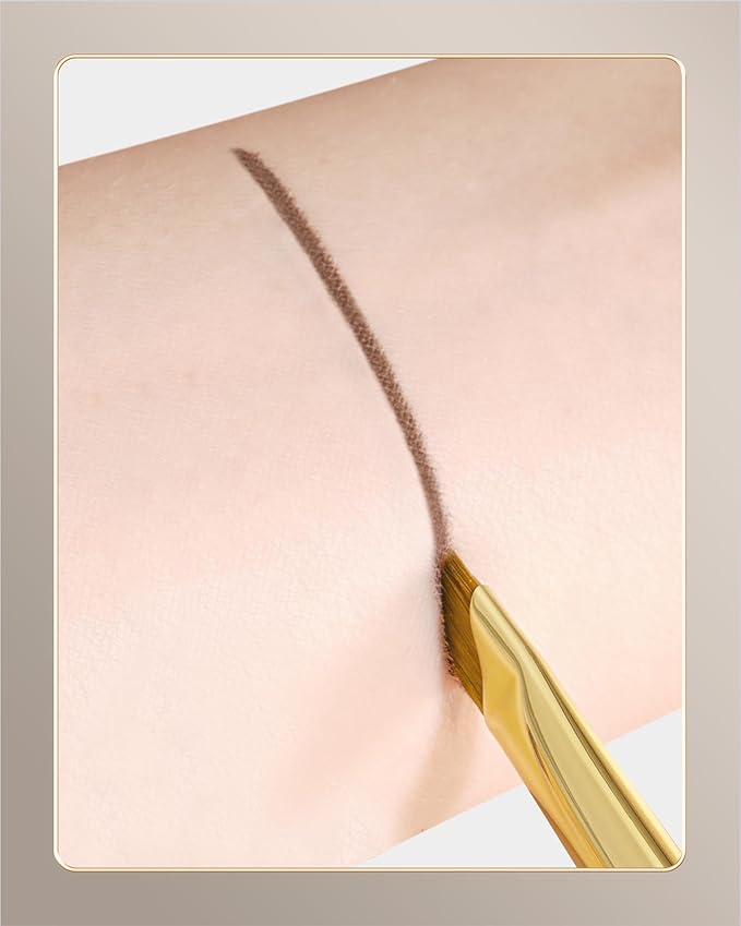 Desert Oak Series Angled Eyeliner Brush - Ultra-Fine Nylon Bristles for Razor-Sharp Gel/Liquid/Powder Lines, Anti-Smudge Design, Ebana Handle & Brass Ferrule (CM 180)-VivaGrace Women