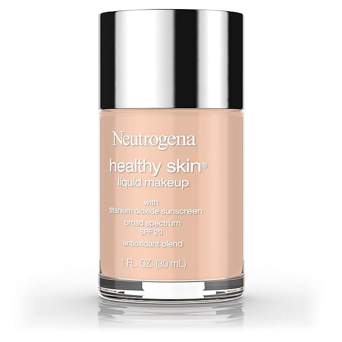 Neutrogena Healthy Skin Liquid Makeup Foundation, Broad Spectrum SPF 20 Sunscreen, Lightweight & Flawless Coverage Foundation with Antioxidant Vitamin E & Feverfew, Medium Beige, 1 fl. oz (Pack of 2)-VivaGrace Women