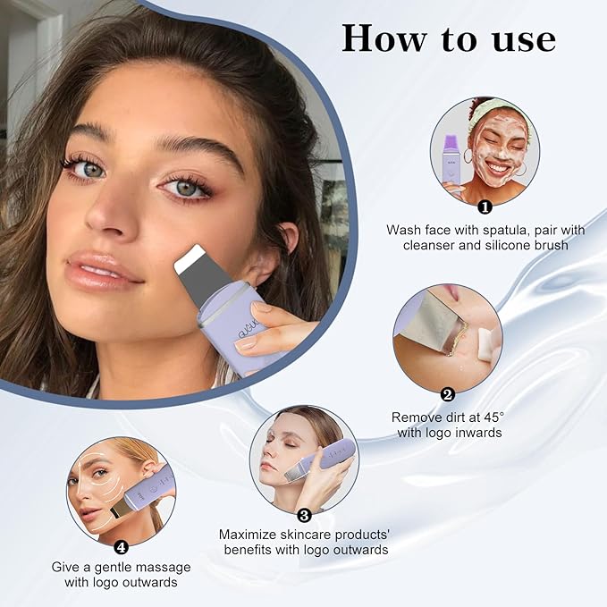 GUGUG Skin Scrubber Face Spatula Skin Spatula Pore Cleaner Blackhead Remover Tools for Facial Deep Cleansing-4 Modes, Purple-VivaGrace Women