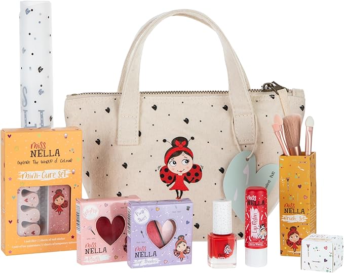 MISS NELLA Kids Bag of Glamorous Picks Makeup & Nail Polish Set Safe and Fun Gift - Hypoallergenic, Dermatologically Tested Kid-Friendly, Non-Toxic, Cosmetic Bag Included – Special Edition-VivaGrace Women
