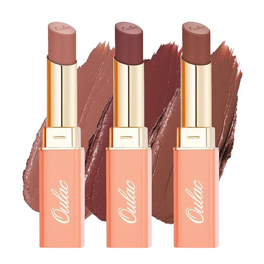 Oulac Color Rich Satin Lipstick Set For Women Red Burgundy Lipsticks High Impact Lipcolor Tinted Lip Balm, Nourishing, Satin Finish, Moisturizing Creamy Formula, Vegan Gluten Free (11+14+15)-VivaGrace Women