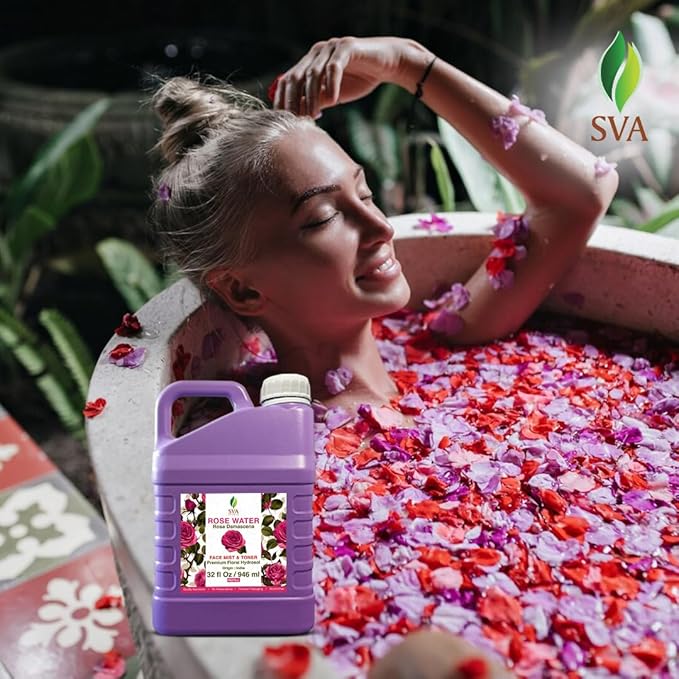 SVA Rose Water - 32 Fl oz - Refreshing Rose Water Spray for Skin Care, Skin Hydration, Bath, Soaps, Haircare & Aromatherapy-VivaGrace Women