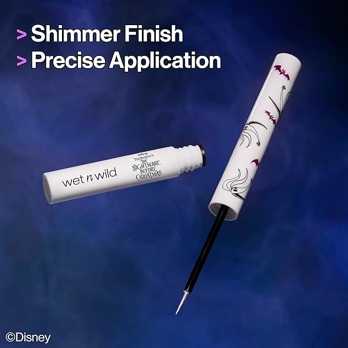 wet n wild Nightmare Before Christmas Liquid Eyeliner, Buildable Semi-Sheer Glitter Formula, Rich Pigmentation, Easy Precision Flexible Brush, Cruelty-Free - Zero to Hero
