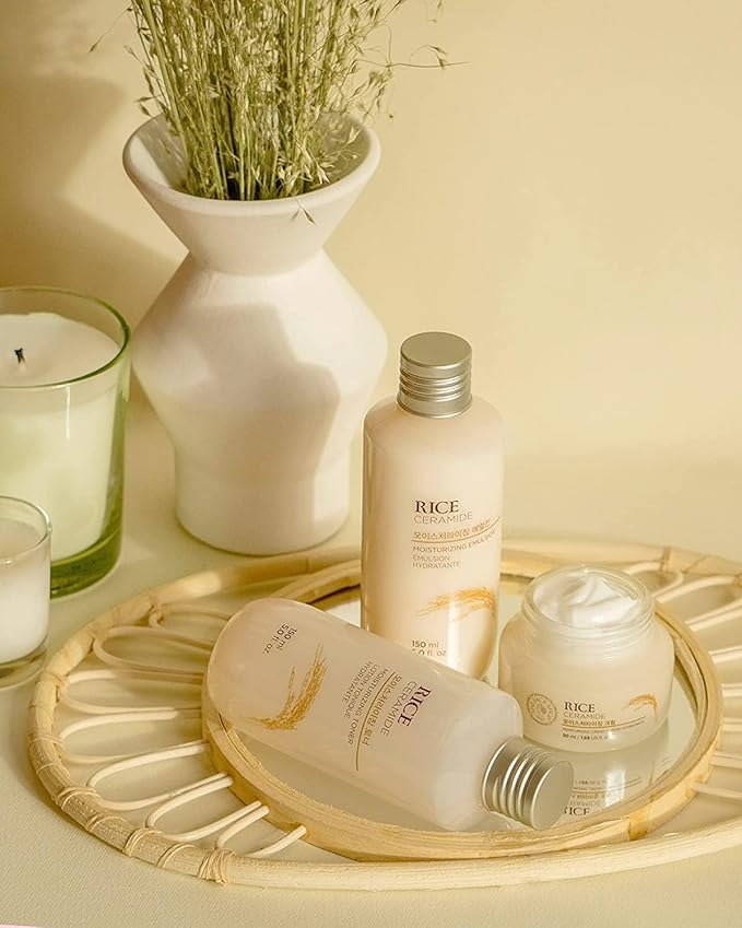 The Face Shop Rice Ceramide Moisturizing Cream - Rice Extract + Rice Bran Oil - Hydrating Targets Dryness, Brightening - Dermatologically Tested - Lightweight Moisturizer Face Cream - Korean Skin Care-VivaGrace Women