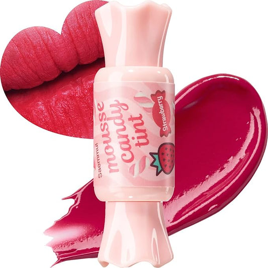 THESAEM Saemmul Mousse Candy Tint #2 Strawberry Mousse - High Pigment Matte Finish Long Lasting Lip Stain with Honey Extracts to Hydrate Lips - Weightless & Smudge-Proof, 0.3 fl.oz.-VivaGrace Women