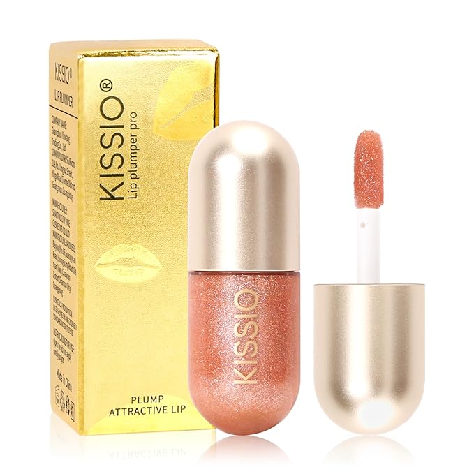 KISSIO Lip Plumper,Color Lip Plumper Gloss,Lip Enhancer,Plant Extracts Plumping Lip Serum,Moisturizing Lip Gloss for Fuller Lips and Hydrated Beauty Lips 5.5ml (03 Lakeside)-VivaGrace Women