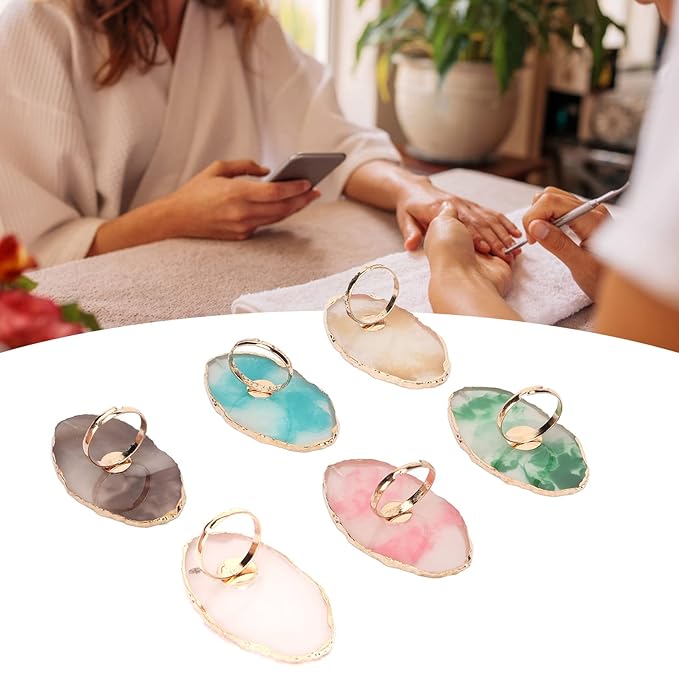 Nail Art Palette, 6pcs Wearable Soft Resin Nail Art Palette Ring, Resin Nail Art Palette Compatiable for Make-Up Beginners and Make-Up Schools-VivaGrace Women