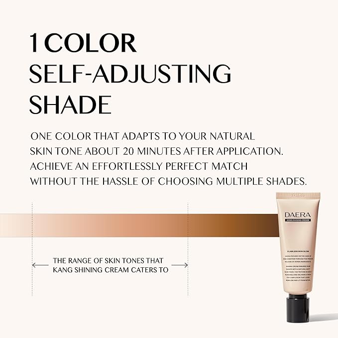 DAERA Kang Shining Korean BB Tinted Moisturizer Cream (1 Color,Neutral), Self Adjusting BB Cream,1.35 fl oz, Glowing Skin Natural Makeup, Buildable Coverage, Lightweight-VivaGrace Women