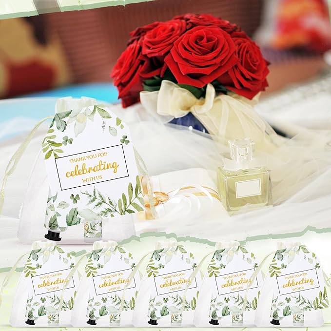 25 Set Wedding Lip Balms and Hand Cream Gift Set Include 25 Moisturizing Hand Care Cream 25 Lip Balms with Thank You Cards and Bags Bridesmaid Gift Set for Bridal Shower Wedding(Greenery)-VivaGrace Women