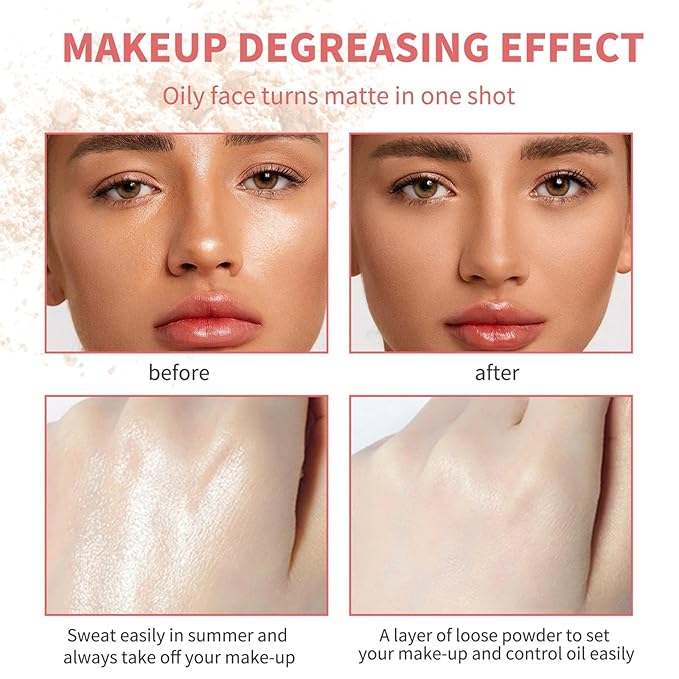 MAEPEOR Matte Setting Loose Powder 8 Colors Smooth and Lightweight Face Powder for Brightening and Setting Makeup with Face Puff (03 Soleil)-VivaGrace Women