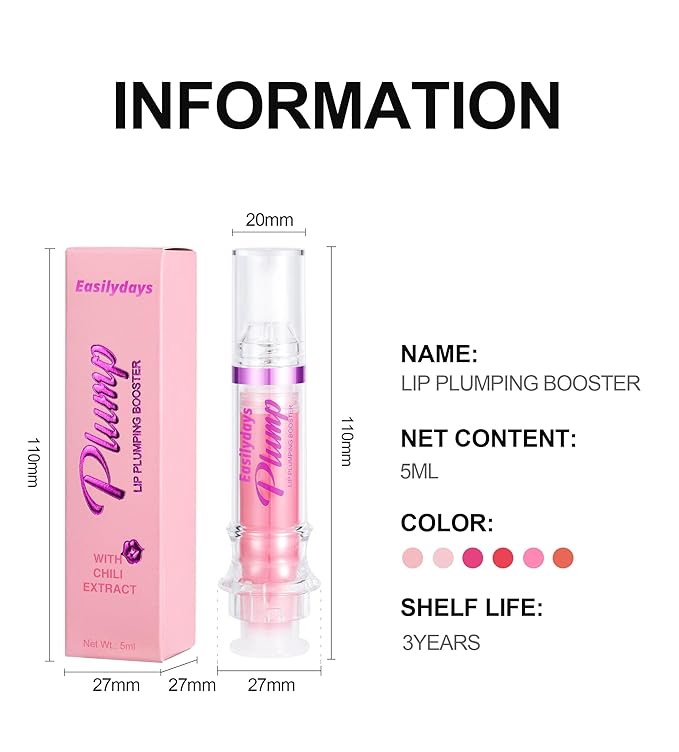 Lip Plumping Booster, Spicy Lip Lipstick, Lifter Gloss, Hydrating, Volumizes & High-Shine Lip Plumping Lip Glass Mirror Lip Glaze Lip Makeup, Plump & Pout Lip Plumper for Women Girls (#02)-VivaGrace Women