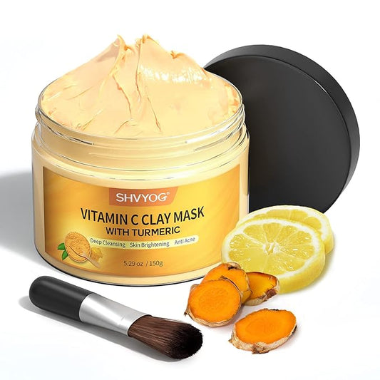 Vitamin C Face Mask with Kaolin Clay and Turmeric for Dark Spots, Dull Skin, Skincare Facial Mask for Controlling Oil and Refining Pores 5.29 Oz-VivaGrace Women
