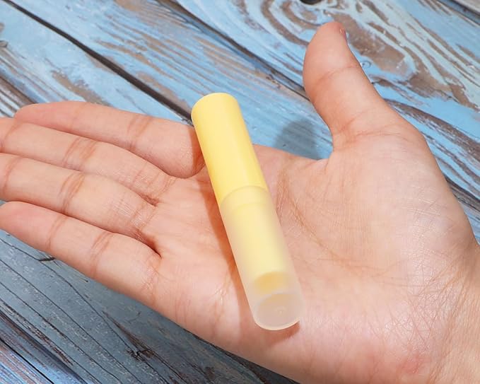 0.14oz Empty Flavored Lip Balm Container Tubes Plastic Homemade Moisturizing Lip Stick with Caps Bulk Fit for Women Adult DIY Making Supplies, 25 Count (Yellow)-VivaGrace Women