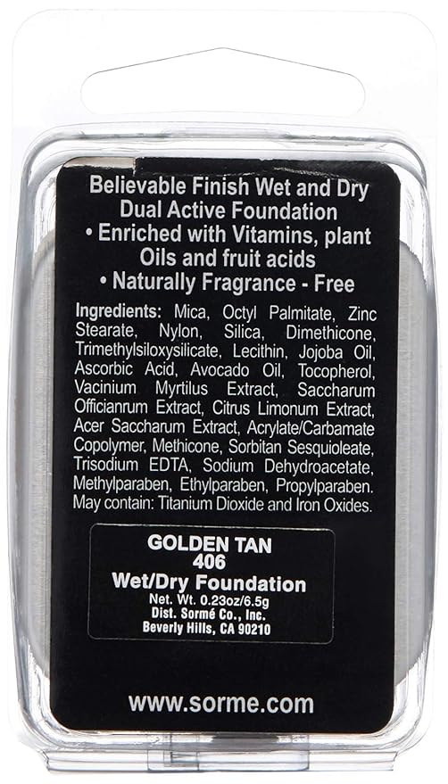 Sorme' Treatment Cosmetics Believable Finish Dual Active Foundation Refill, Golden Tan-VivaGrace Women