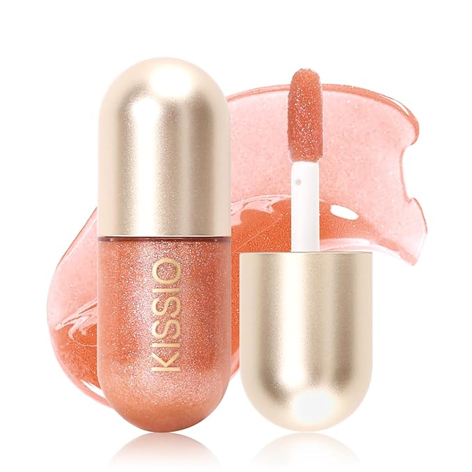 KISSIO Lip Plumper,Color Lip Plumper Gloss,Lip Enhancer,Plant Extracts Plumping Lip Serum,Moisturizing Lip Gloss for Fuller Lips and Hydrated Beauty Lips 5.5ml (03 Lakeside)-VivaGrace Women