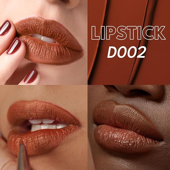 2PCS Marbled Matte Lip Stick Makeup - Velvety Finish | Naked-lip Feel, Full Coverage, D001+D002-VivaGrace Women