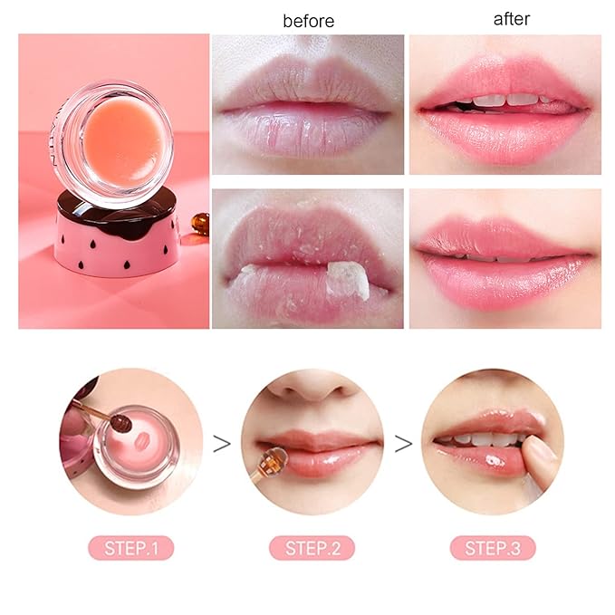 2Pcs Bee Lip Balm Honey Pot, Honey & Strawberry Lip Balm Moisturizing Lip Sleep Mask with Stick Hydrating & Prevention Dry and Cracked Lip Scrubs Exfoliator, Reduces Lip Lines-VivaGrace Women