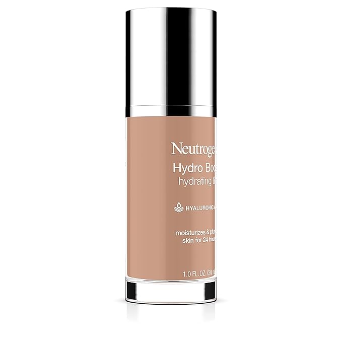 Neutrogena Hydro Boost Hydrating Tint Foundation Makeup for Dry Skin, with Hyaluronic Acid, Lightweight Oil-Free Water Gel, Non-Comedogenic, 50 Soft Beige, 1.0 fl. oz-VivaGrace Women