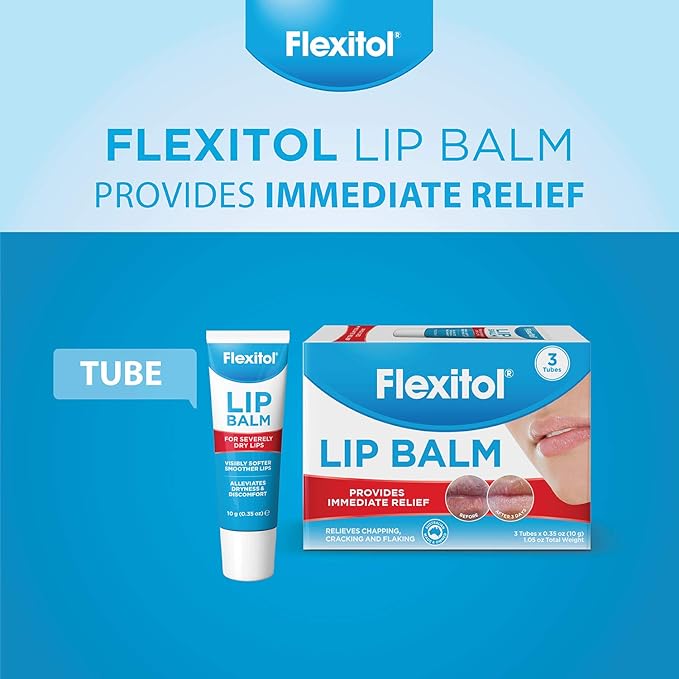 Flexitol Lip Balm, 0.35 Ounce Tube, Cream White, 3 Count (Pack of 1)-VivaGrace Women