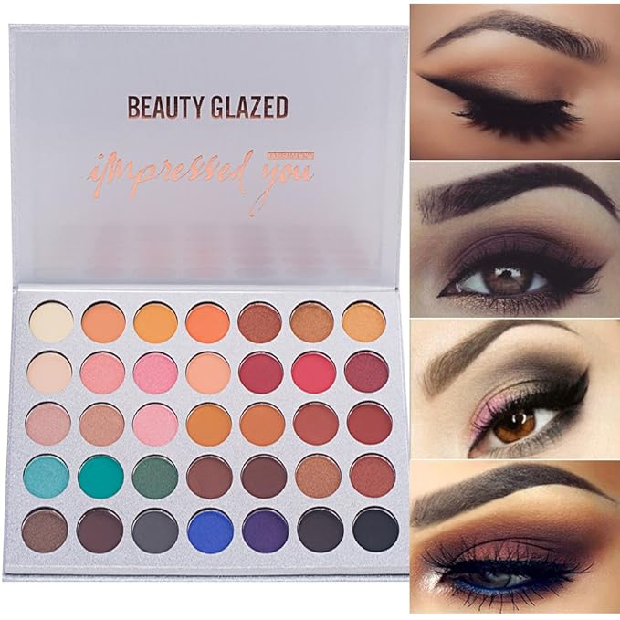 35 Colors Eyeshadow Palette with 7Pcs Makeup Brushes Set, All in One Makeup Kit Matte Shimmer Pigmented Eye Shadow Pallete Waterproof Powder Natural Nude Naked Smokey-VivaGrace Women