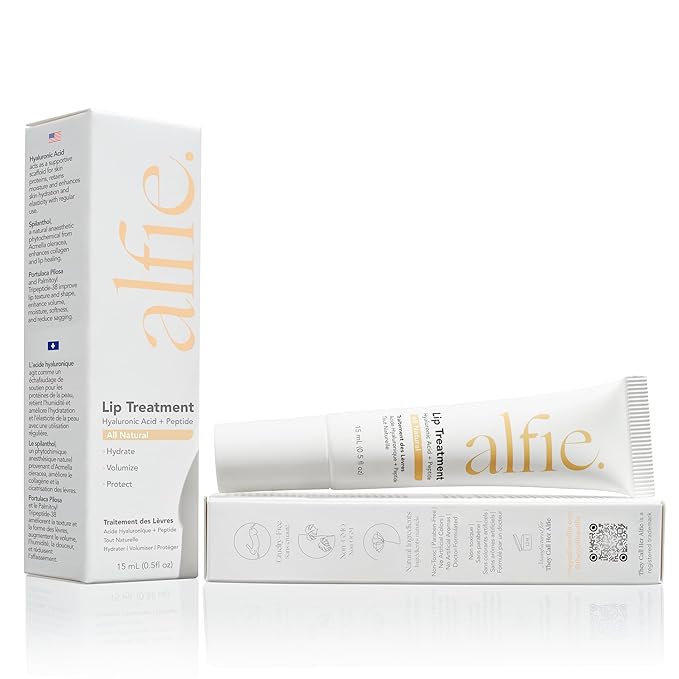 Alfie Hyaluronic Acid Lip Booster -Natural Flavor -15ml/0.5 Fl. Oz -Peptide Lip Treatment -Lip Plumper and Filler -Lip Serum and Moisturizer -Lip Volume Hydrating Treatment -Vegan Friendly, Non-Toxic-VivaGrace Women