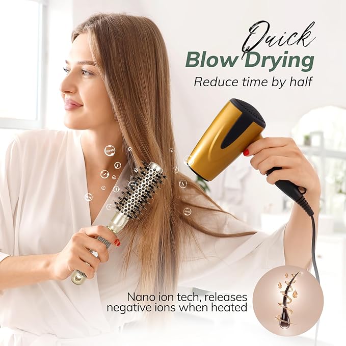 Round Brush for Blow Drying, Nano Thermal Ceramic & Ionic Tech Hair Brush with Boar Bristles, Professional Round Barrel Brush for Styling,Curling and Straightening by Sndyi (2 Inch, Barrel 1 Inch)-VivaGrace Women