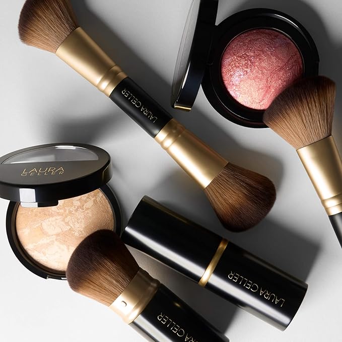 LAURA GELLER NEW YORK Face It All 2pc Makeup Brush Set - Retractable Airbrush Kabuki Brush + Dual-Ended Blush and Bronzer Brush-VivaGrace Women